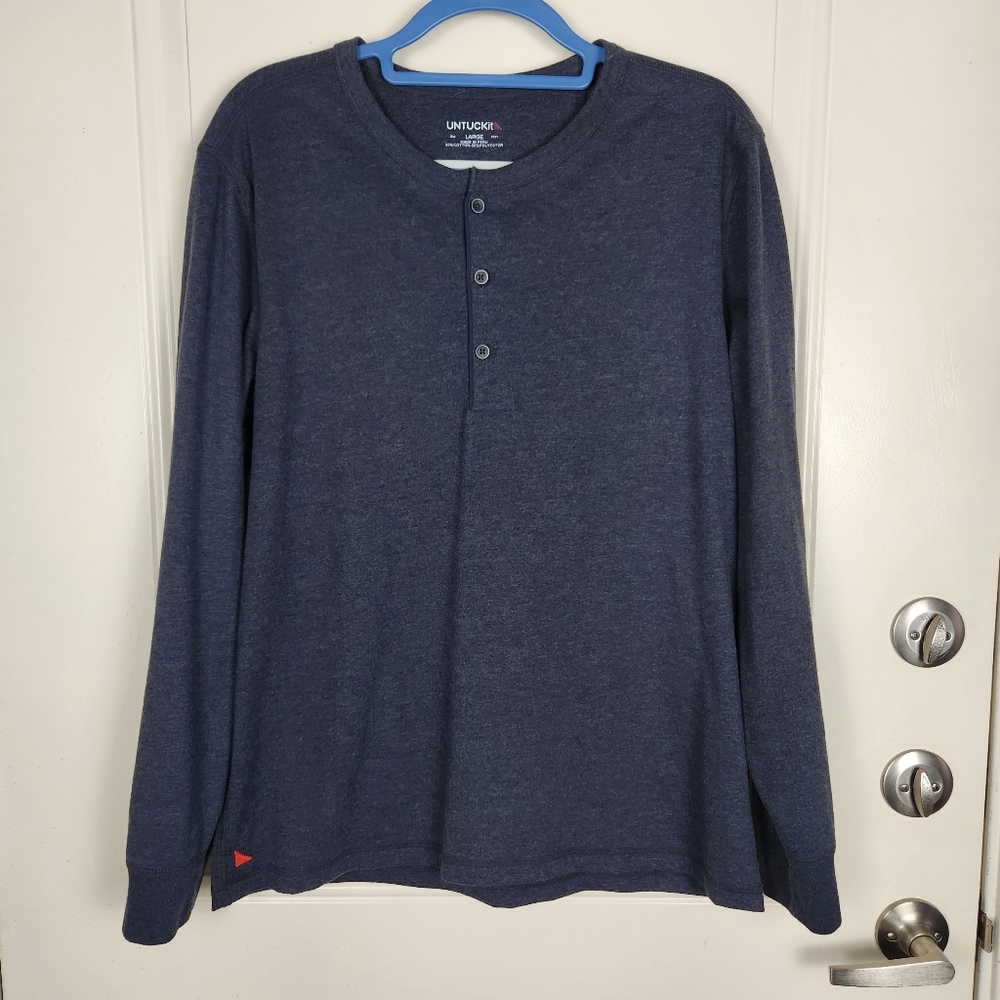 Untuckit Men's Henley Shirt Long Sleeve Size L Large